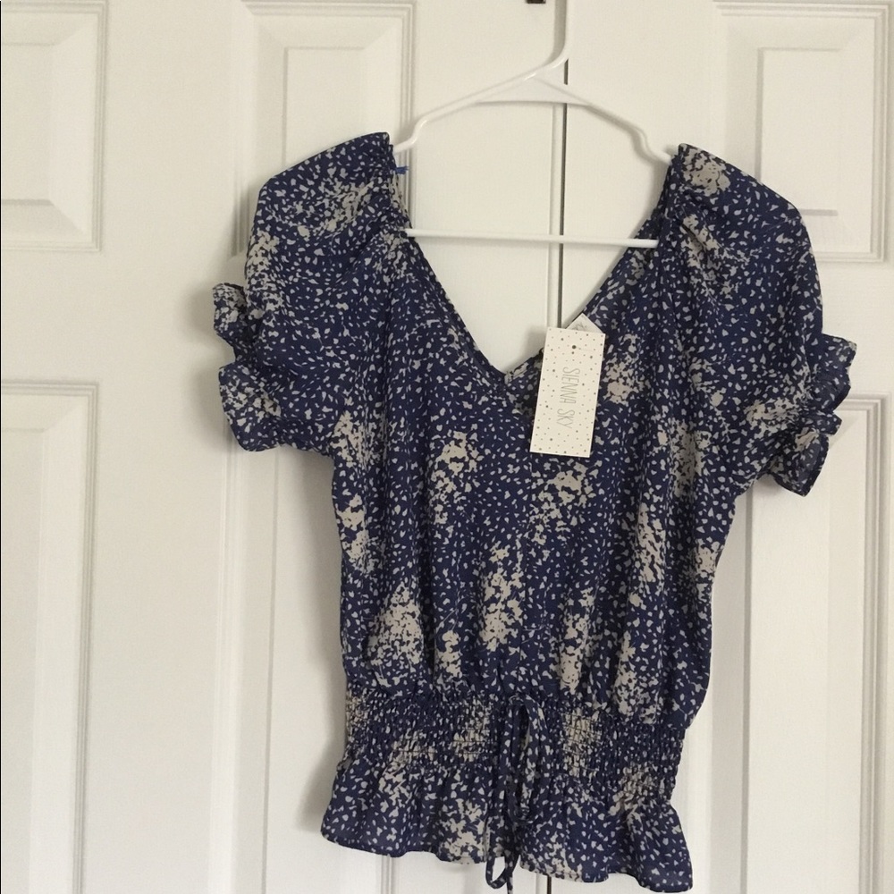 Sienna Sky Blue Blouse with elastic waistband